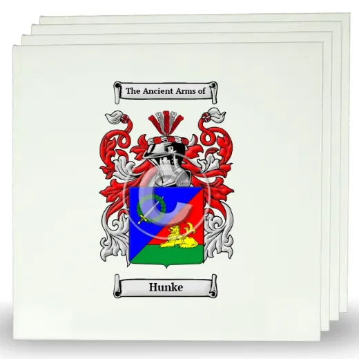 Hunke Set of Four Large Tiles with Coat of Arms