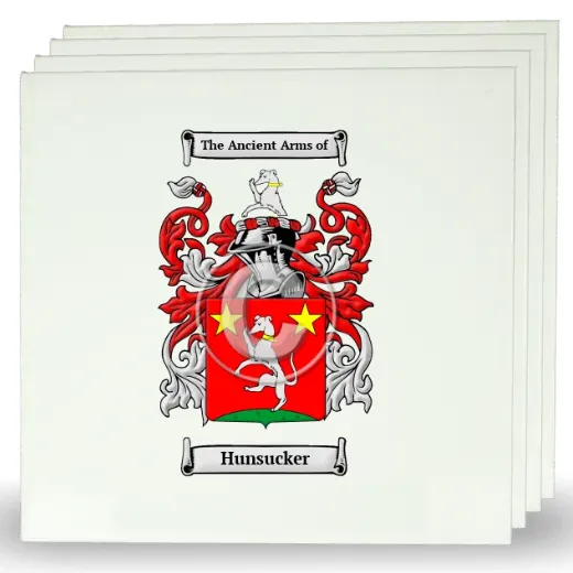 Hunsucker Set of Four Large Tiles with Coat of Arms