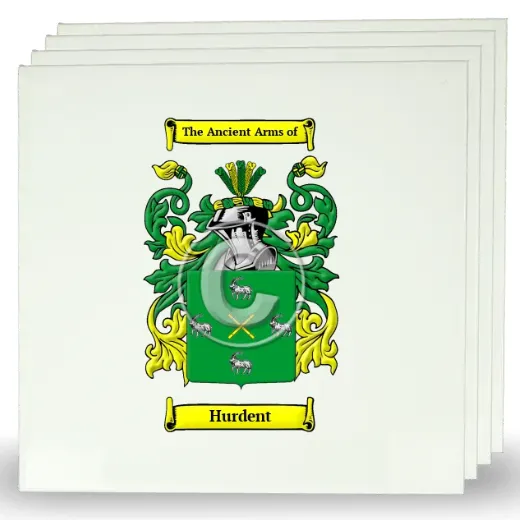 Hurdent Set of Four Large Tiles with Coat of Arms