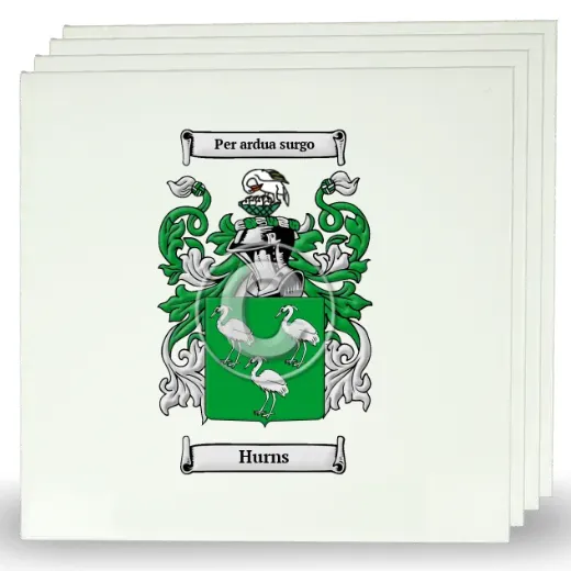 Hurns Set of Four Large Tiles with Coat of Arms