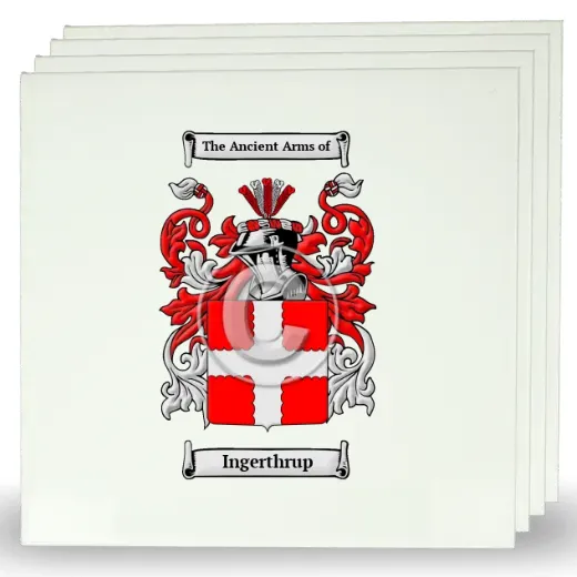 Ingerthrup Set of Four Large Tiles with Coat of Arms