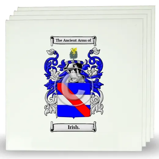 Irish. Set of Four Large Tiles with Coat of Arms