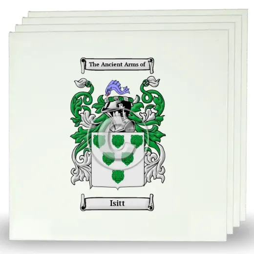 Isitt Set of Four Large Tiles with Coat of Arms