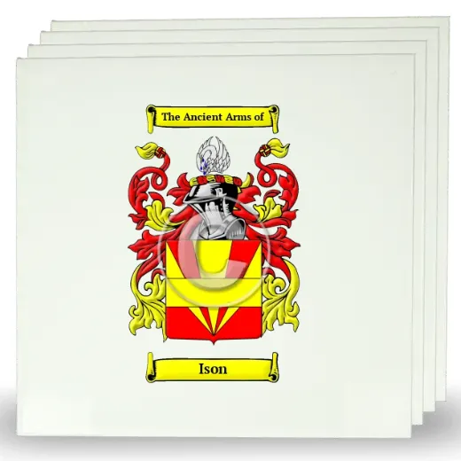 Ison Set of Four Large Tiles with Coat of Arms