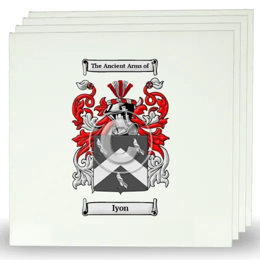 Iyon Set of Four Large Tiles with Coat of Arms