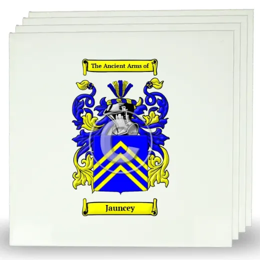 Jauncey Set of Four Large Tiles with Coat of Arms