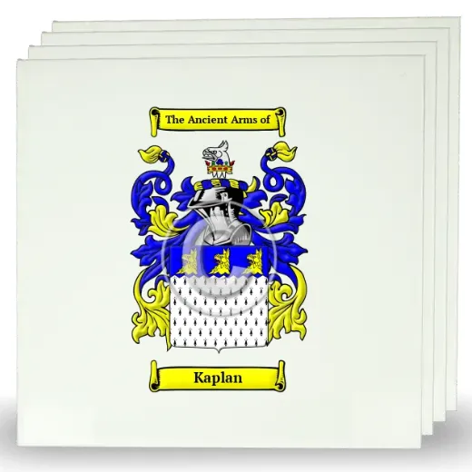 Kaplan Set of Four Large Tiles with Coat of Arms