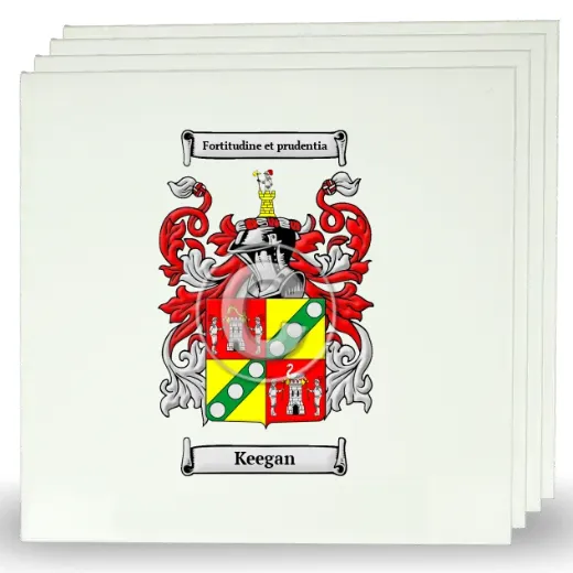 Keegan Set of Four Large Tiles with Coat of Arms