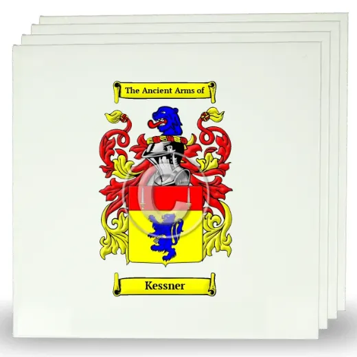 Kessner Set of Four Large Tiles with Coat of Arms