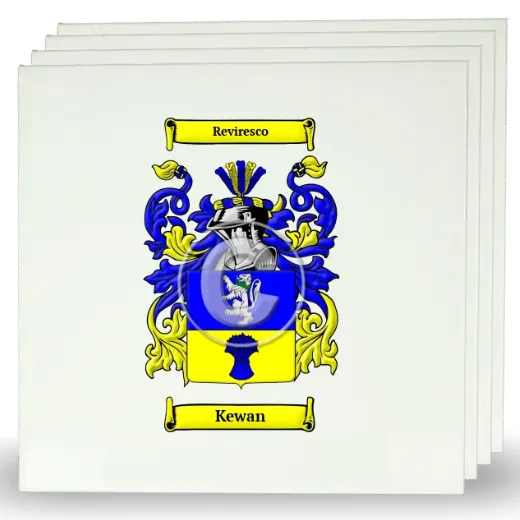 Kewan Set of Four Large Tiles with Coat of Arms
