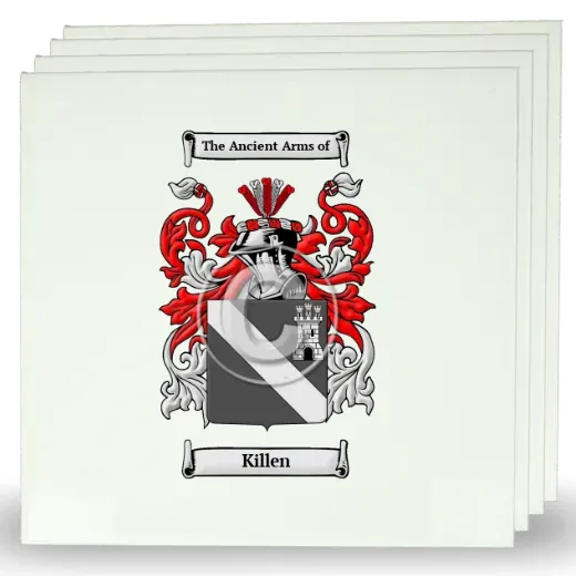 Killen Set of Four Large Tiles with Coat of Arms
