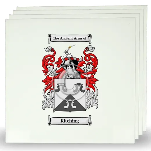 Kitching Set of Four Large Tiles with Coat of Arms