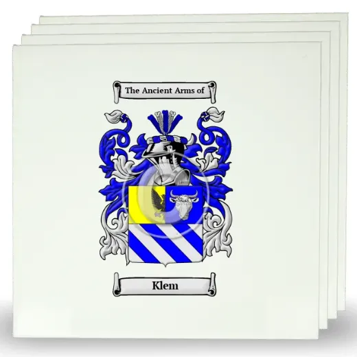 Klem Set of Four Large Tiles with Coat of Arms