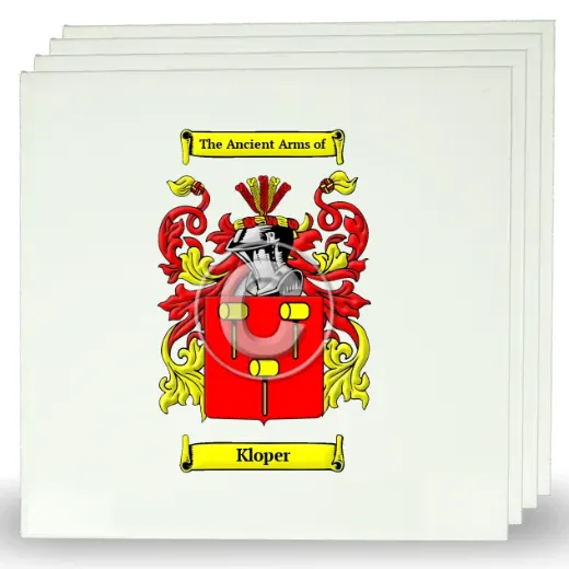 Kloper Set of Four Large Tiles with Coat of Arms