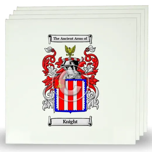 Knight Set of Four Large Tiles with Coat of Arms