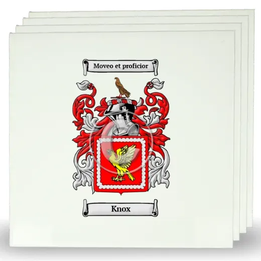 Knox Set of Four Large Tiles with Coat of Arms