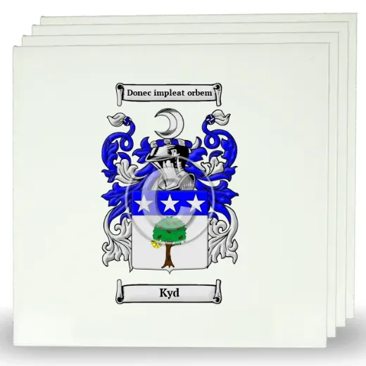 Kyd Set of Four Large Tiles with Coat of Arms