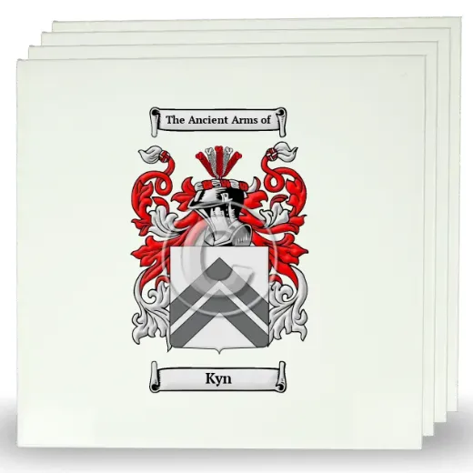 Kyn Set of Four Large Tiles with Coat of Arms
