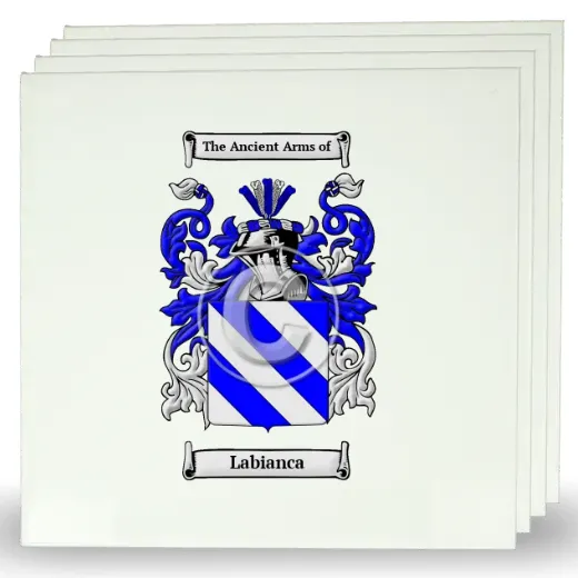 Labianca Set of Four Large Tiles with Coat of Arms