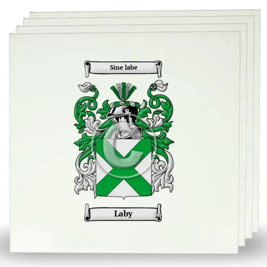 Laby Set of Four Large Tiles with Coat of Arms