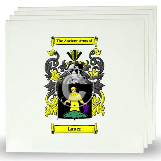 Lauer Set of Four Large Tiles with Coat of Arms