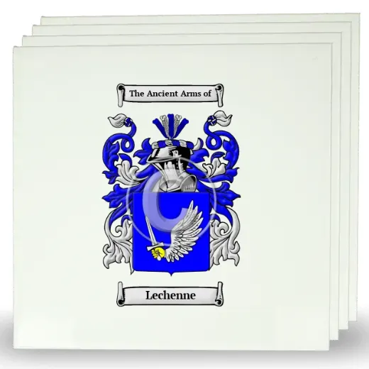 Lechenne Set of Four Large Tiles with Coat of Arms