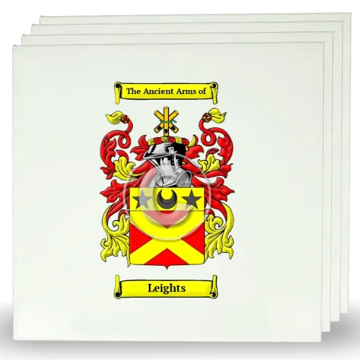 Leights Set of Four Large Tiles with Coat of Arms