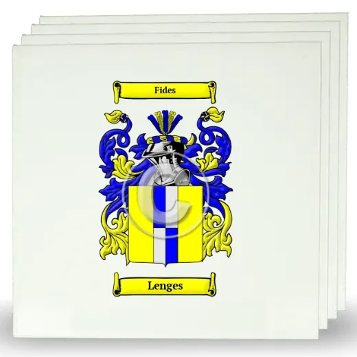 Lenges Set of Four Large Tiles with Coat of Arms