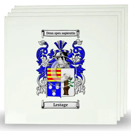 Lestage Set of Four Large Tiles with Coat of Arms