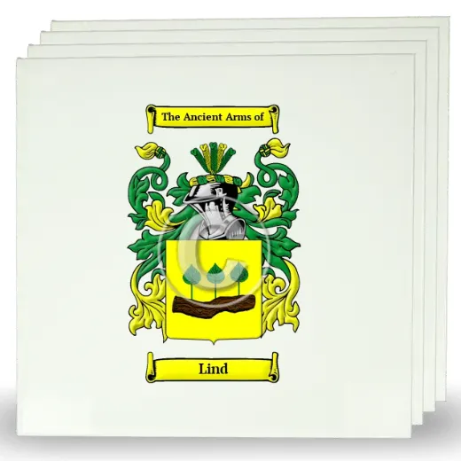 Lind Set of Four Large Tiles with Coat of Arms