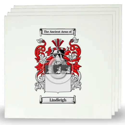 Lindleigh Set of Four Large Tiles with Coat of Arms