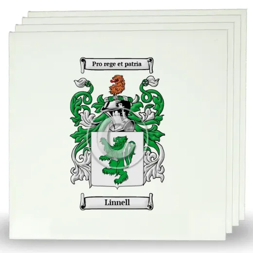Linnell Set of Four Large Tiles with Coat of Arms