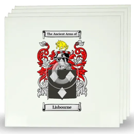 Lisbourne Set of Four Large Tiles with Coat of Arms