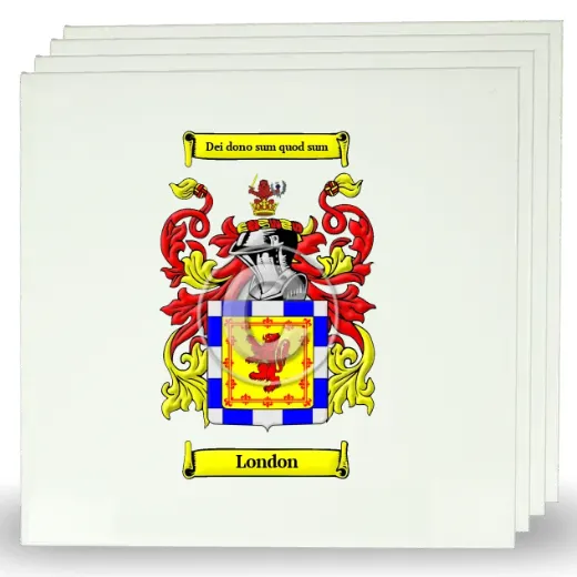 London Set of Four Large Tiles with Coat of Arms