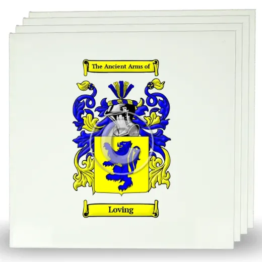 Loving Set of Four Large Tiles with Coat of Arms