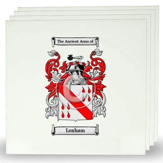 Loxham Set of Four Large Tiles with Coat of Arms