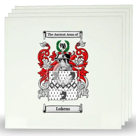 Lukens Set of Four Large Tiles with Coat of Arms