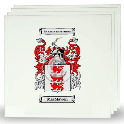 MacMawen Set of Four Large Tiles with Coat of Arms