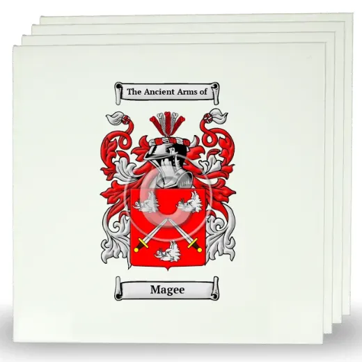 Magee Set of Four Large Tiles with Coat of Arms