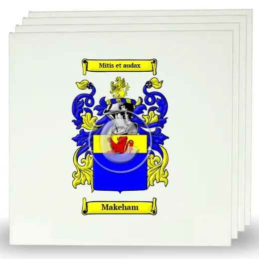 Makeham Set of Four Large Tiles with Coat of Arms