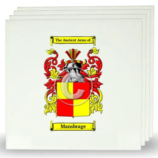 Mansbrage Set of Four Large Tiles with Coat of Arms