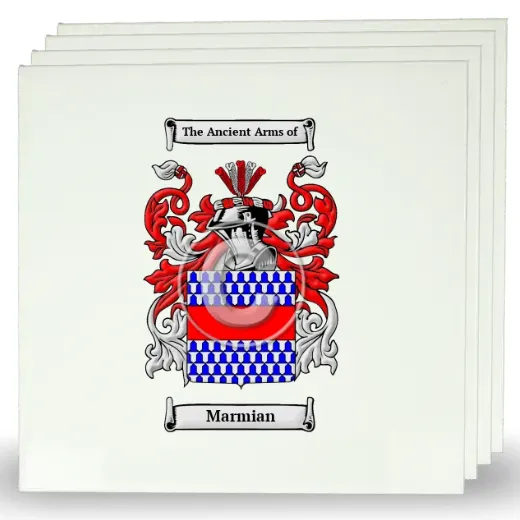 Marmian Set of Four Large Tiles with Coat of Arms