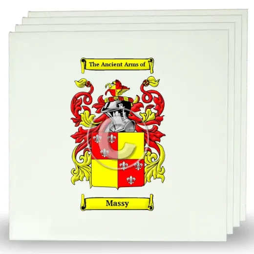 Massy Set of Four Large Tiles with Coat of Arms