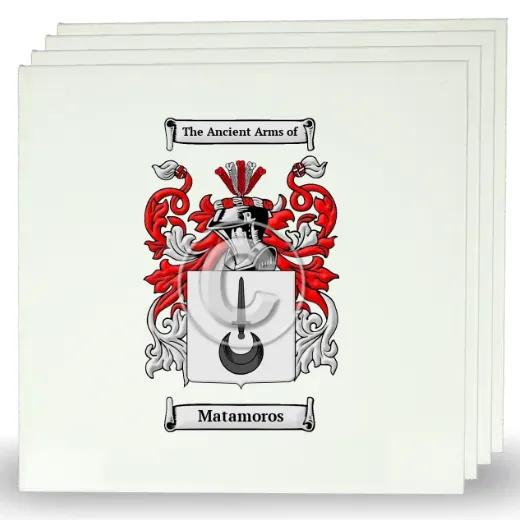 Matamoros Set of Four Large Tiles with Coat of Arms