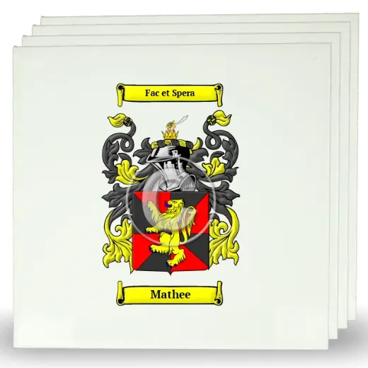 Mathee Set of Four Large Tiles with Coat of Arms