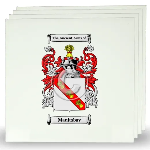 Maultsbay Set of Four Large Tiles with Coat of Arms