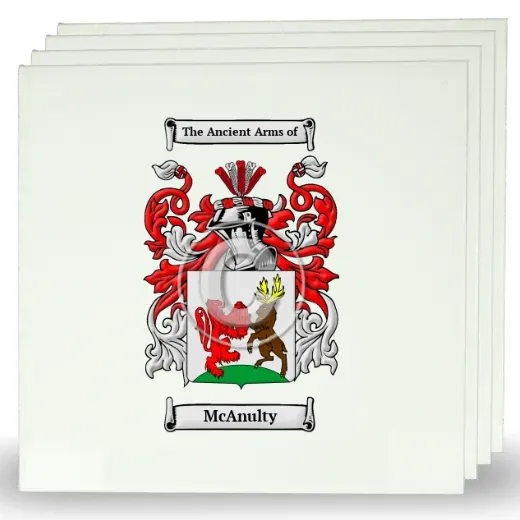 McAnulty Set of Four Large Tiles with Coat of Arms