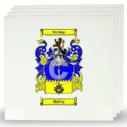 McFey Set of Four Large Tiles with Coat of Arms