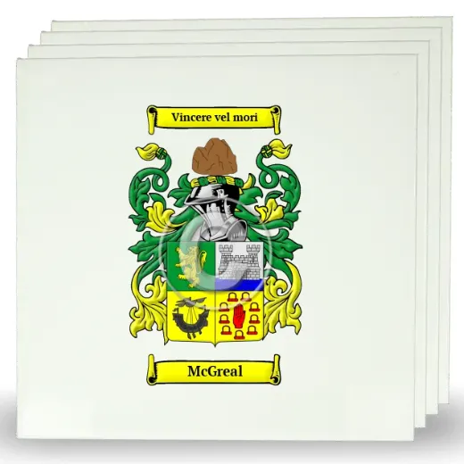 McGreal Set of Four Large Tiles with Coat of Arms