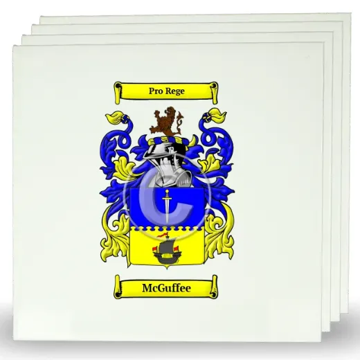 McGuffee Set of Four Large Tiles with Coat of Arms